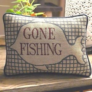 Gone Fishing Small Tapestry Accent Pillow